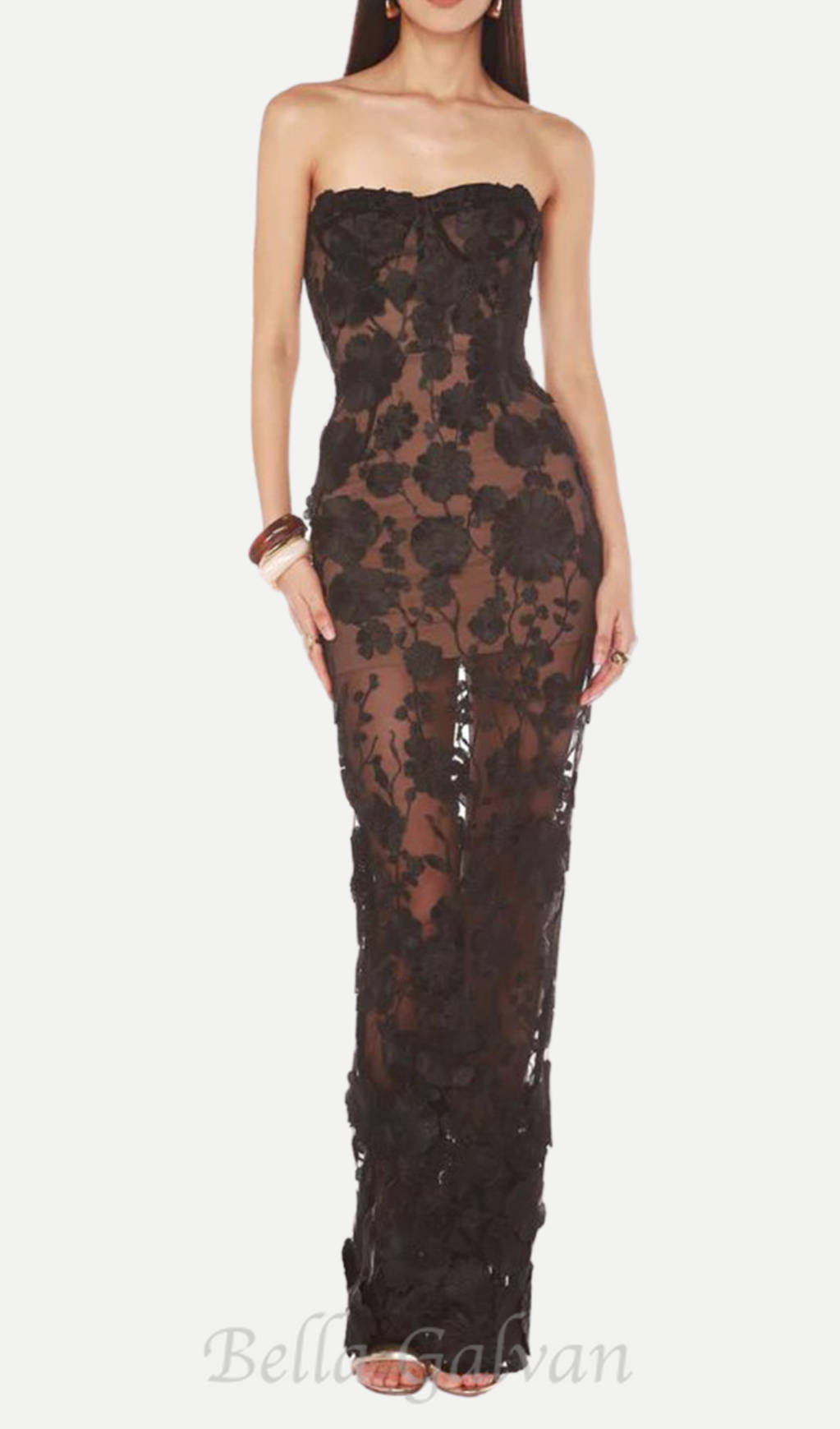 jasmine strapless black maxi dress Flowering Girl