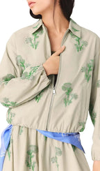 Embroidered Technical Bomber Jacket Flowering Girl