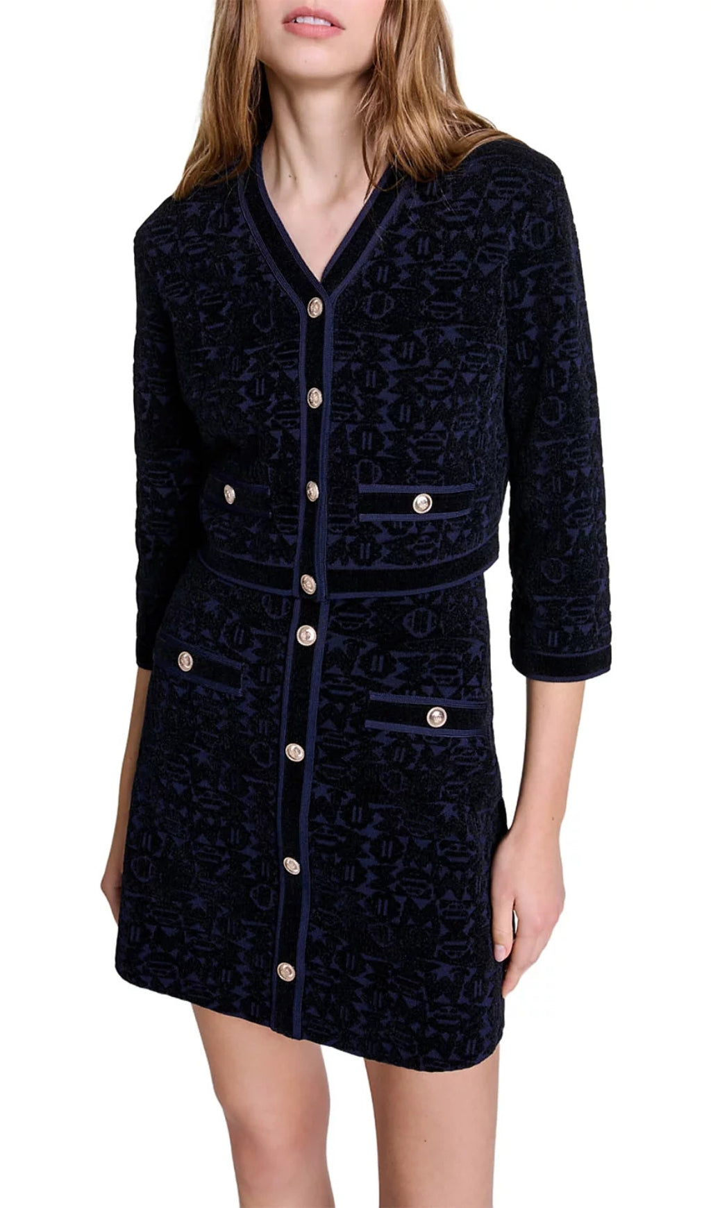 Reverie Velvet Knit 2-In-1 Cardigan & Dress Set Flowering Girl