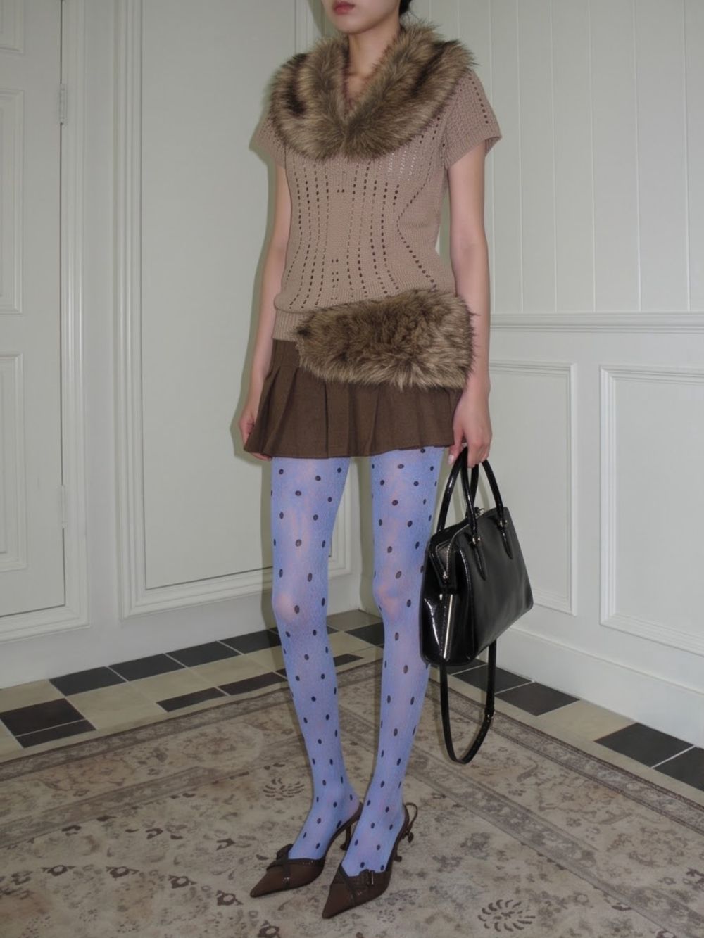 Marlena Blue Dot Tights Flowering Girl