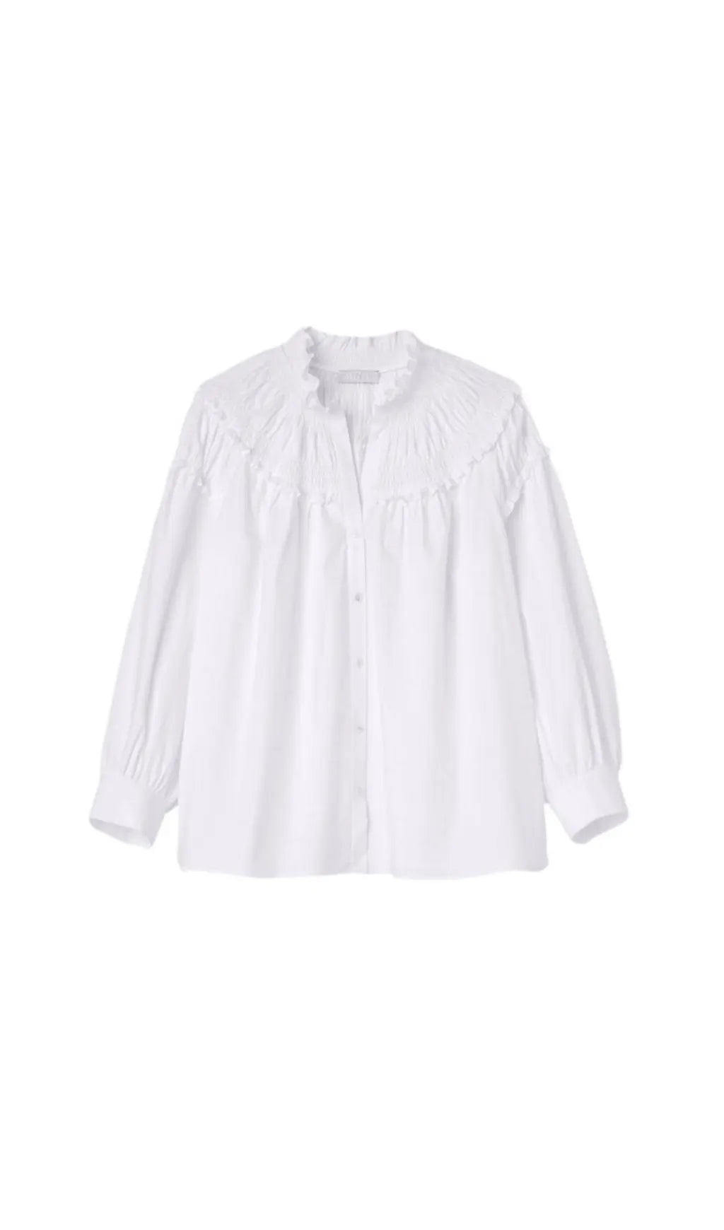 COTTON SMOCKED RUFFLE BLOUSE Flowering Girl