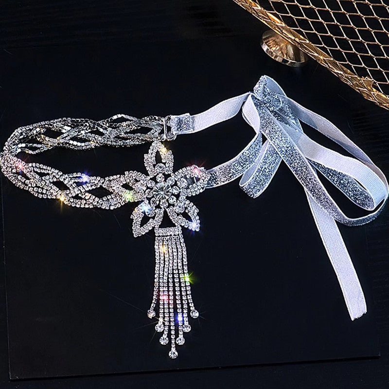 Kelley Flower Diamante Tassel Necklace Flowering Girl