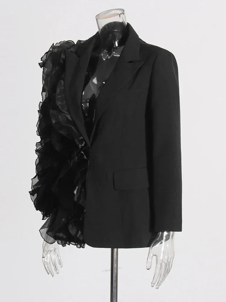 Patchwork Ruffles Chic Blazer in black Flowering Girl