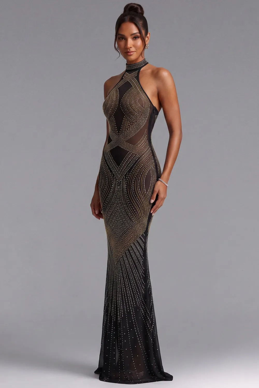 Black Embellished Mermaid Evening Gown Flowering Girl