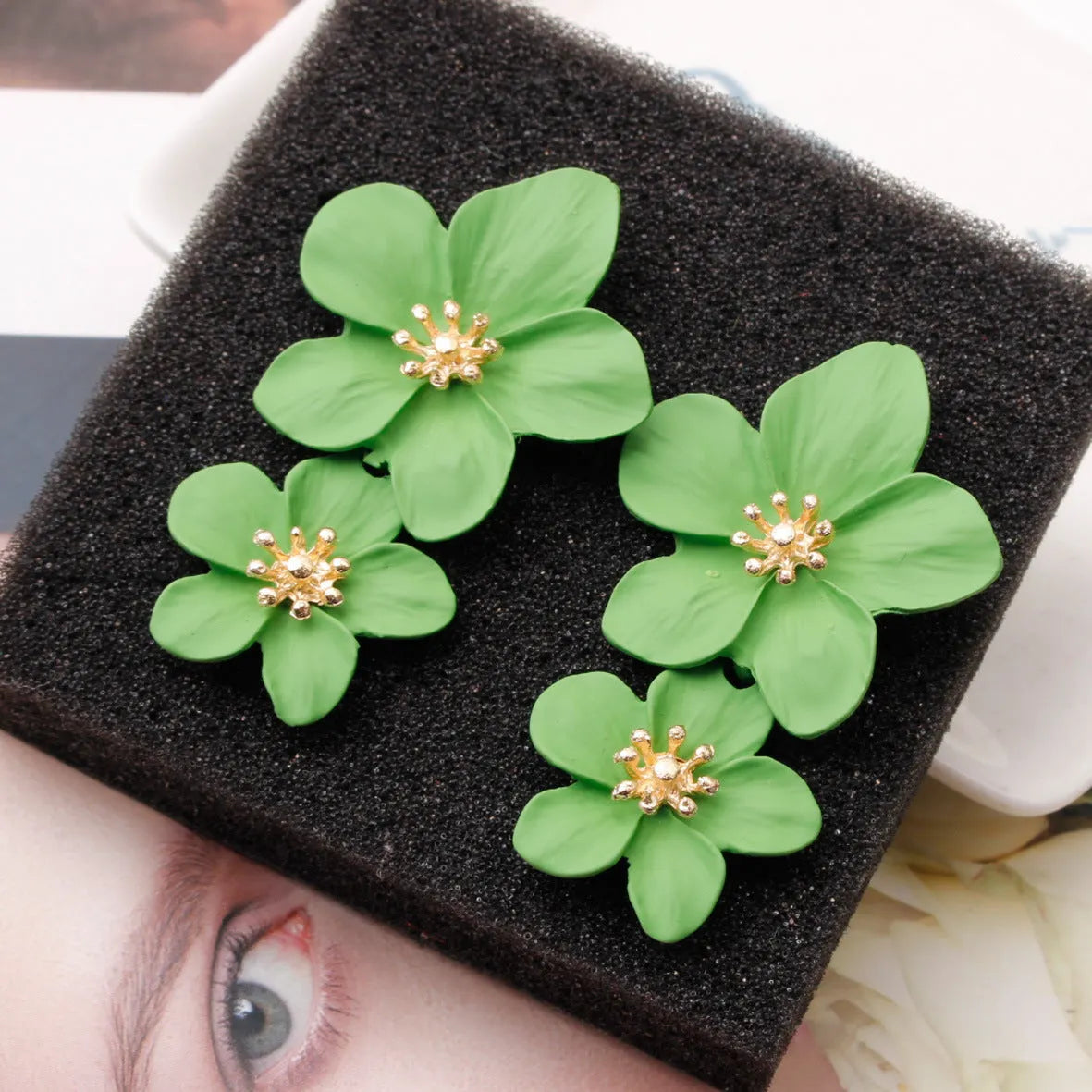Double Flower Earrings Flowering Girl