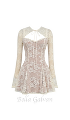 vintage cream lace mini dress Flowering Girl