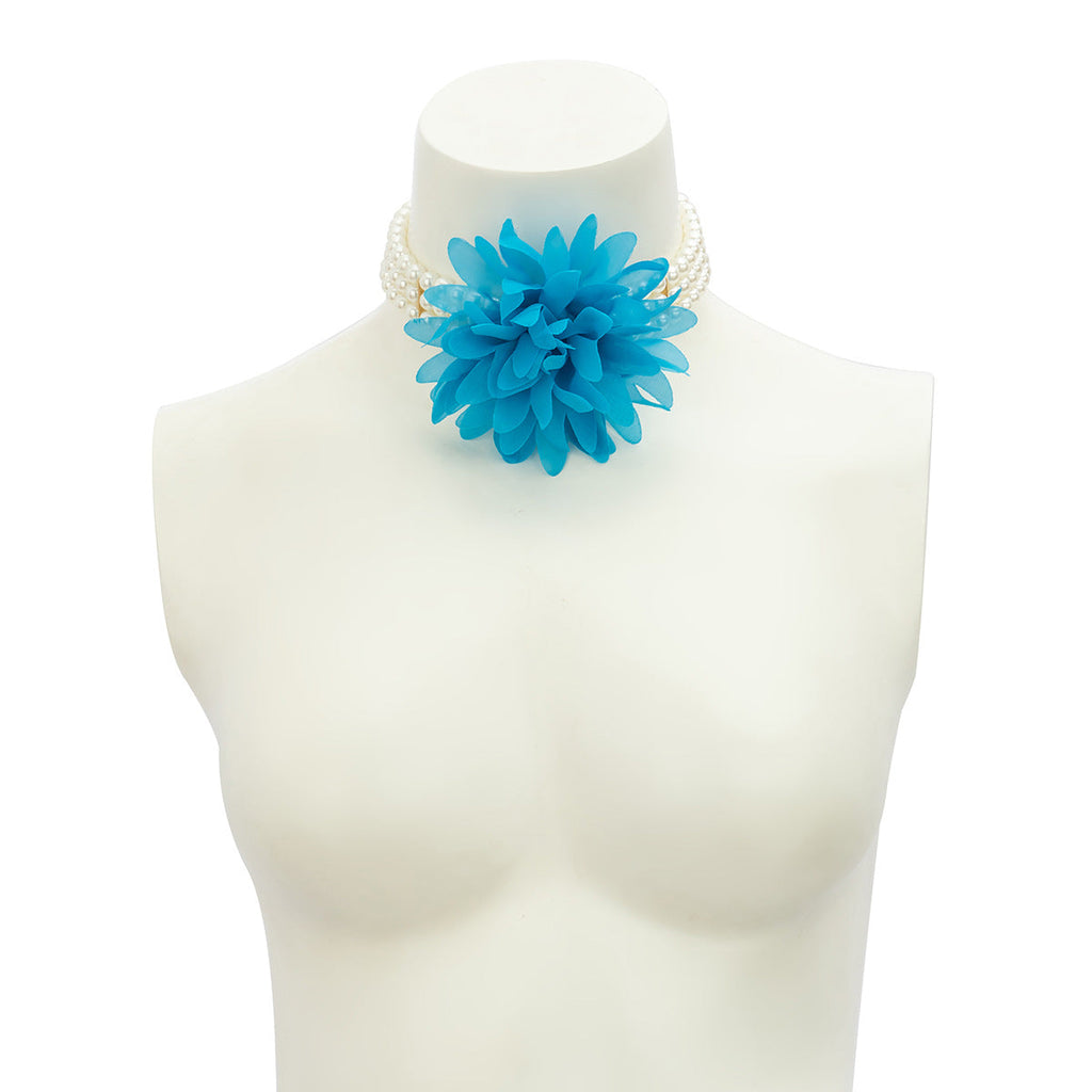 Akshita Blue Pearl Flower Choker Flowering Girl