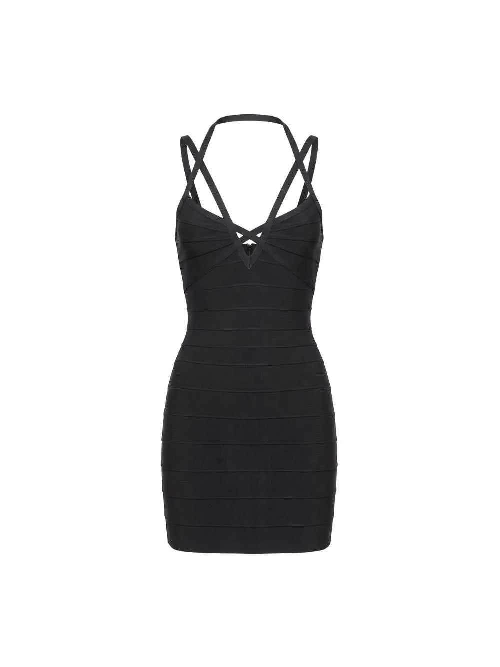 Halter Structured Dress Black Flowering Girl