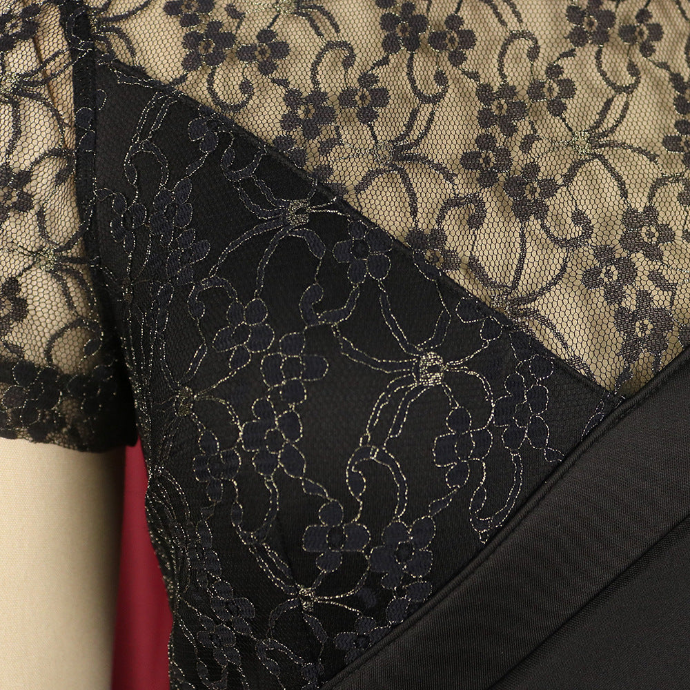 Bader Black Lace Irregular Midi Dress Flowering Girl