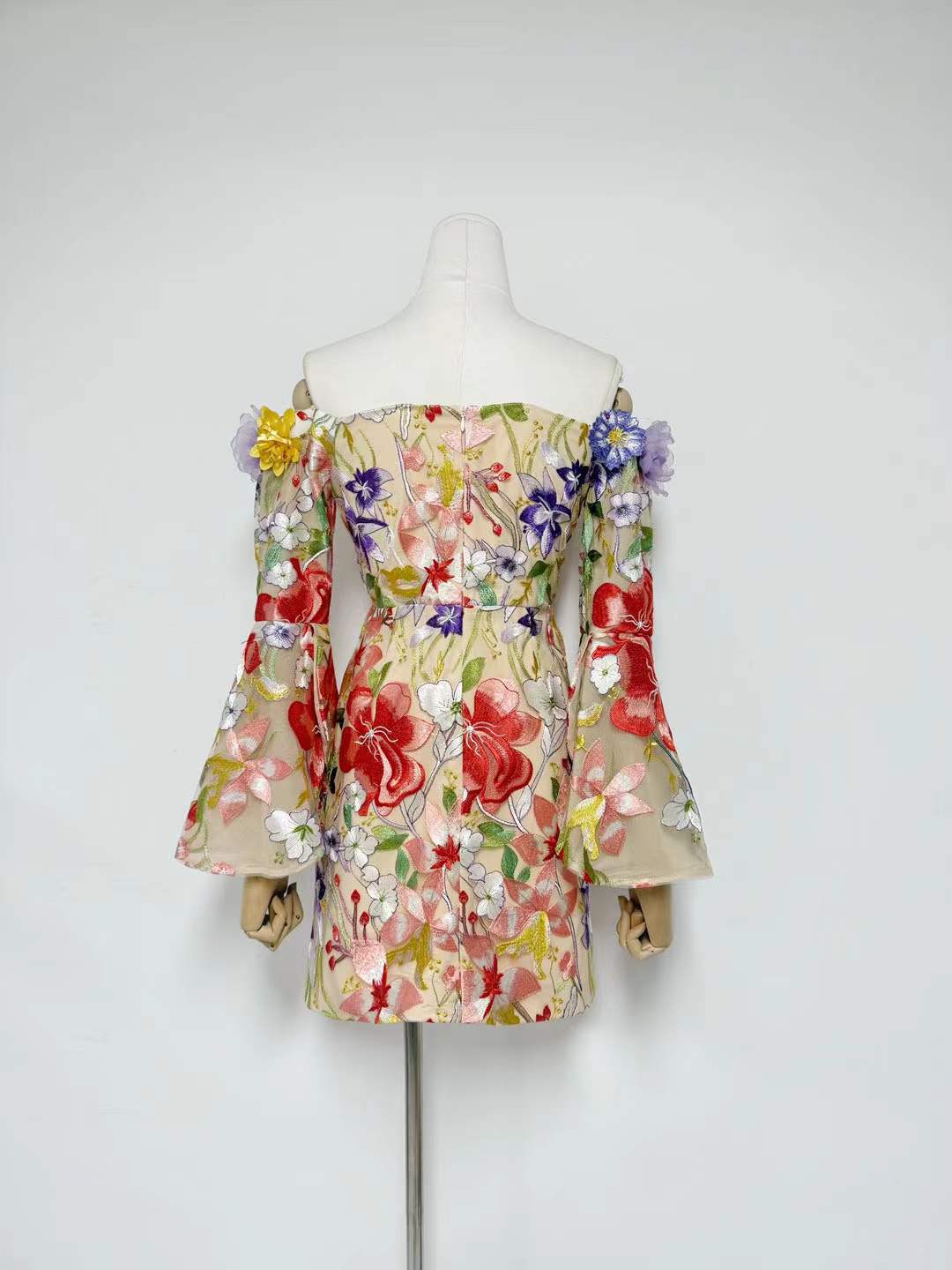 Tabitha Multicolor Off Shoulder Mini Dress In Floral Flowering Girl