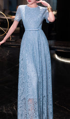 Hilary Blue Lace Midi Dress Flowering Girl