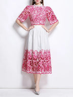 Mahira Rose Red Flower Embroidery Two-Piece Set Flowering Girl