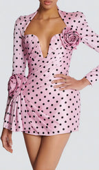 Polka Dots Short Printed Dress Flowering Girl