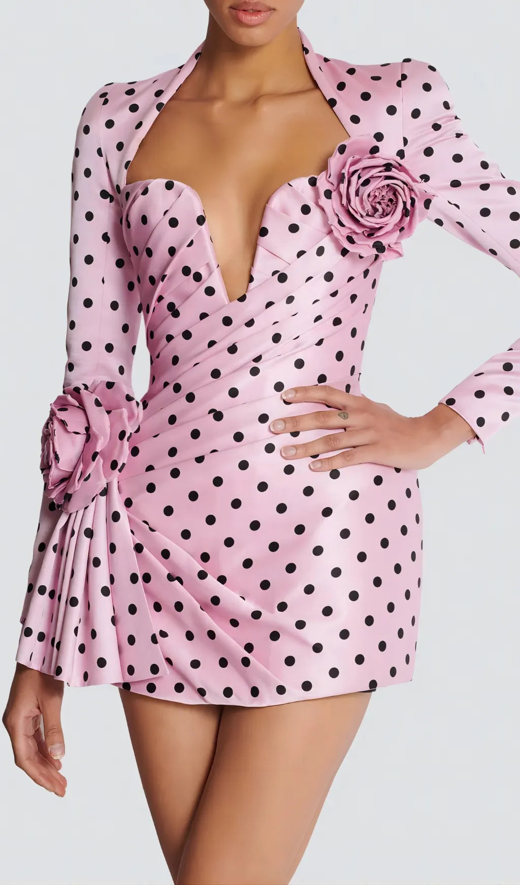 Polka Dots Short Printed Dress Flowering Girl