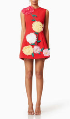 Erica Red Flower Mini Dress Flowering Girl