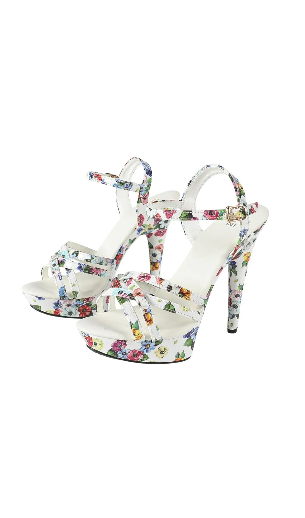 Kynthia White Floral Printed Heels Flowering Girl