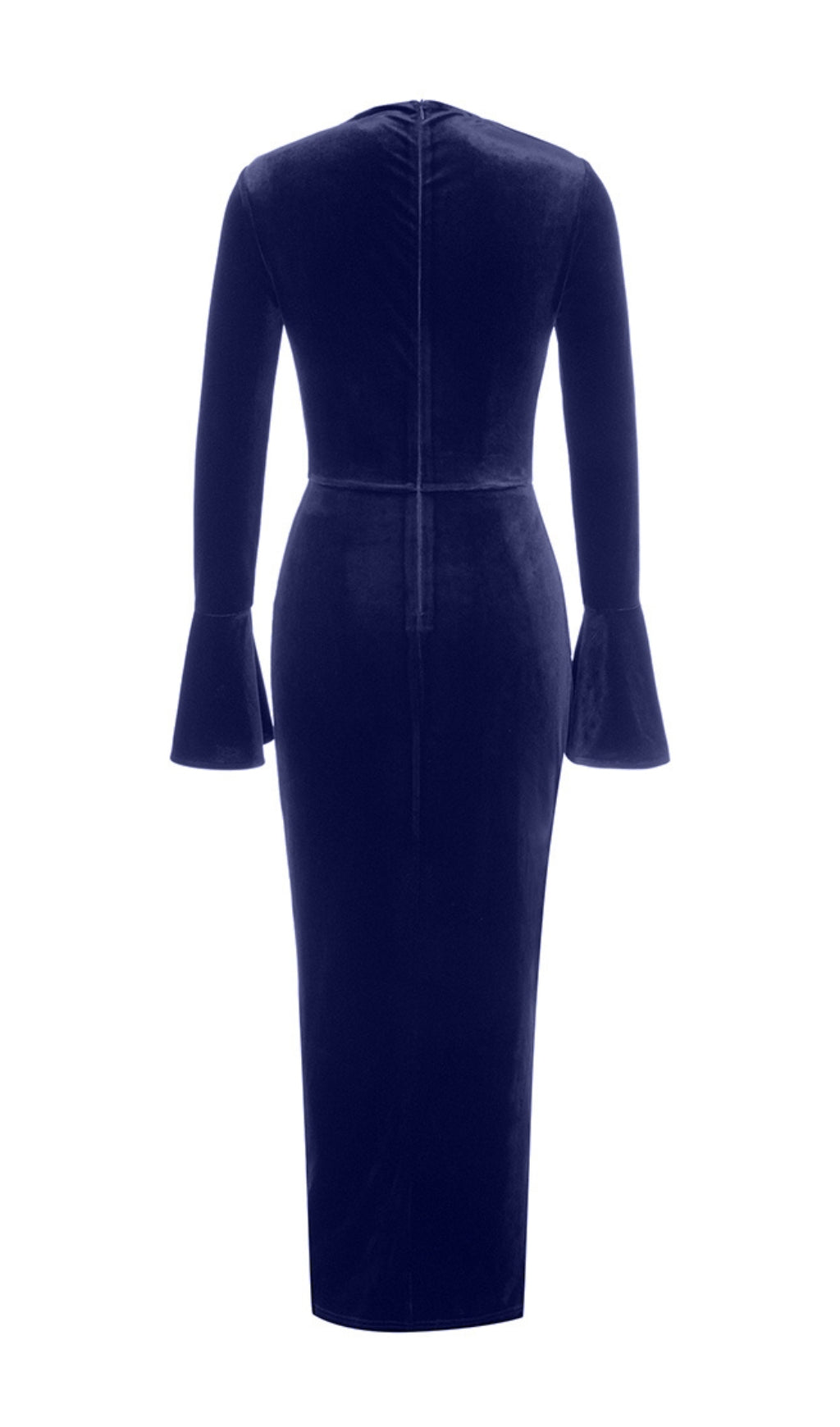 Annelise Blue Flounce Sleeve Split Dress