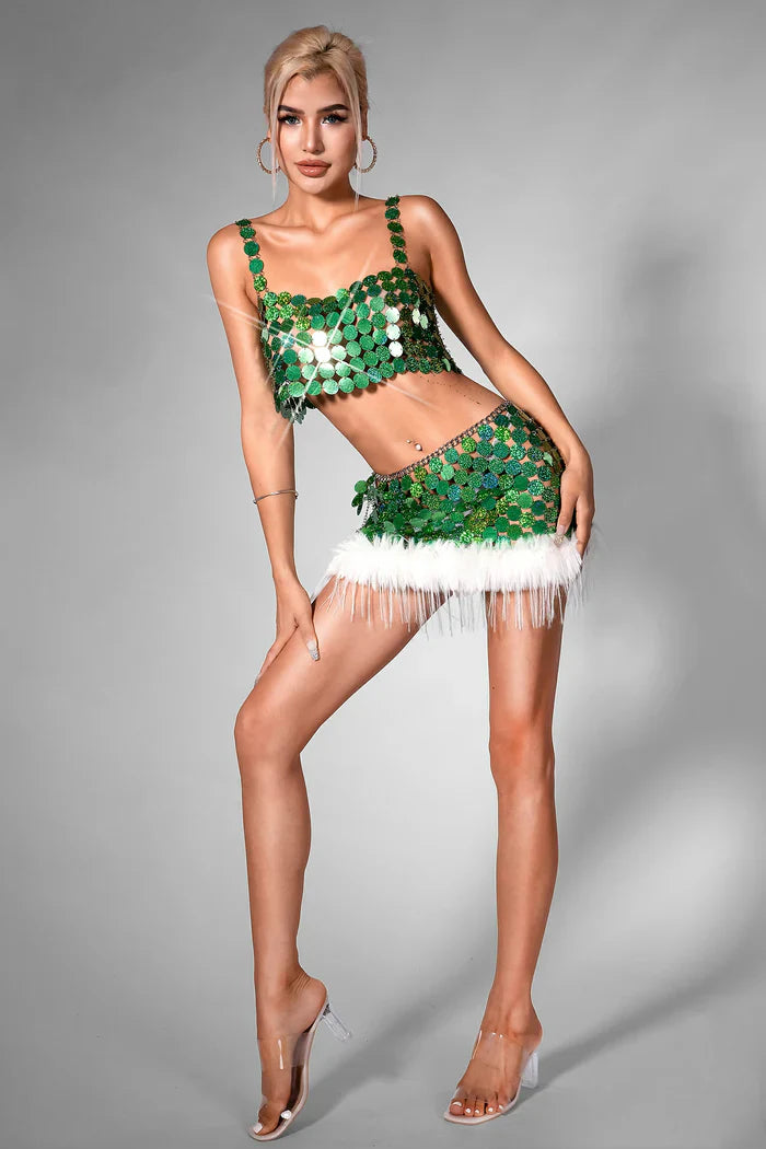 Brihana Christmas Sequin Body Chain Suit Flowering Girl