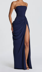 Kellyn Navy Strapless Corset Maxi Dress Flowering Girl
