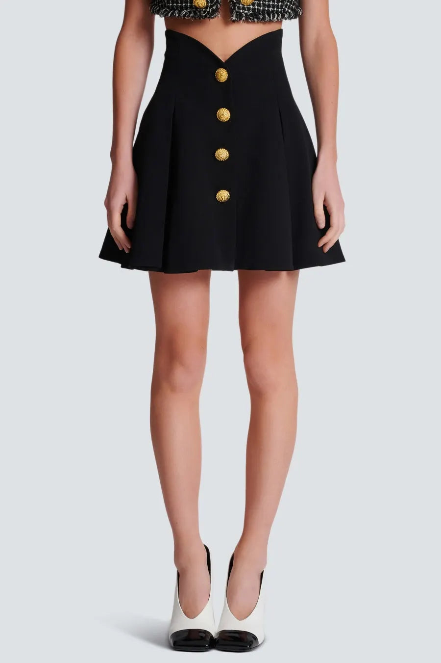 Rayne Gold Buttoned Mini Skirt Flowering Girl