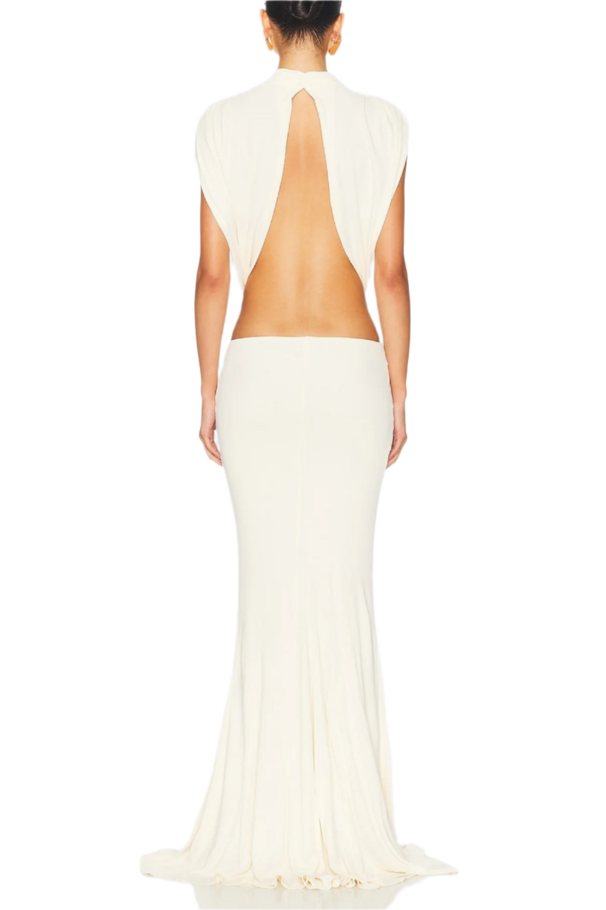 Graillot Bow Cutout Backless Maxi Dress - White Flowering Girl