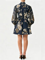 Meeka Black Printed Long Sleeve Mini Dress Flowering Girl