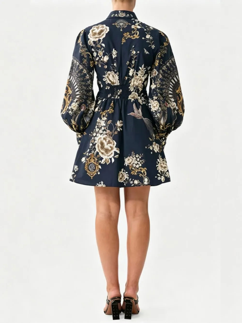 Meeka Black Printed Long Sleeve Mini Dress Flowering Girl