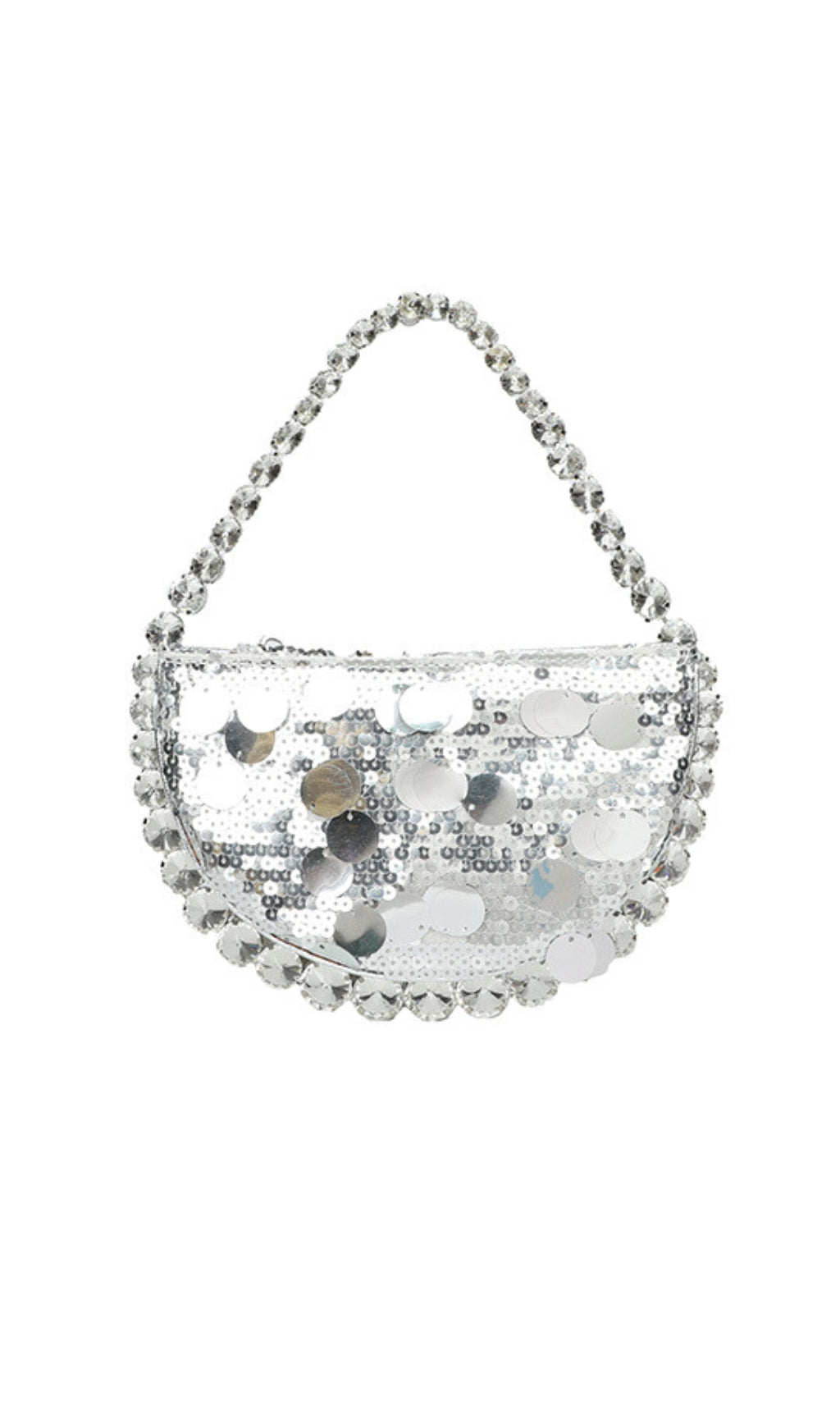 Rhinestone Sequin Clutch In Silver Flowering Girl
