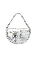 Rhinestone Sequin Clutch In Silver Flowering Girl