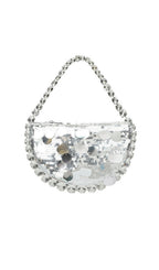 Rhinestone Sequin Clutch In Silver Flowering Girl
