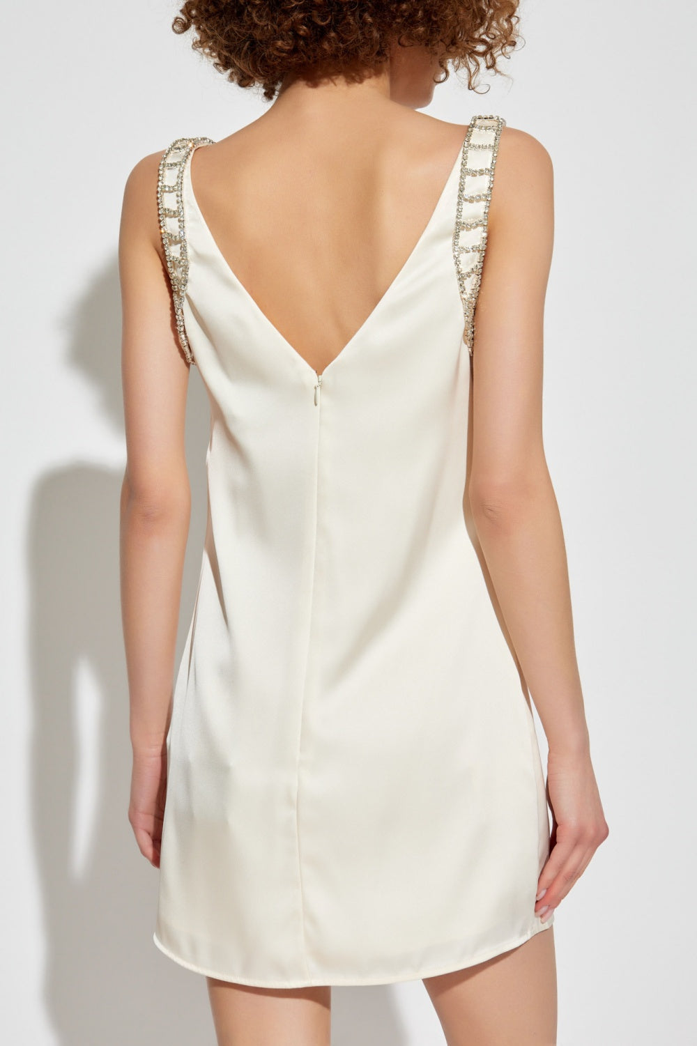 Briony Crystal Embellished Satin Mini Dress - White Flowering Girl