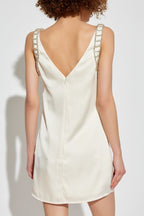 Briony Crystal Embellished Satin Mini Dress - White Flowering Girl
