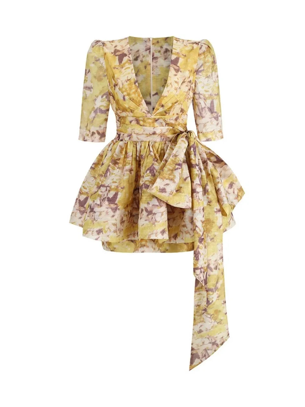 Makadisa V-Neck Printed Mini Dress Flowering Girl