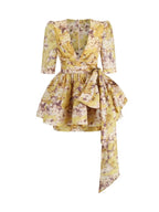 Makadisa V-Neck Printed Mini Dress Flowering Girl