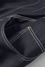 Haltered Corseted Midi Dress Denim In Navy Blue Flowering Girl