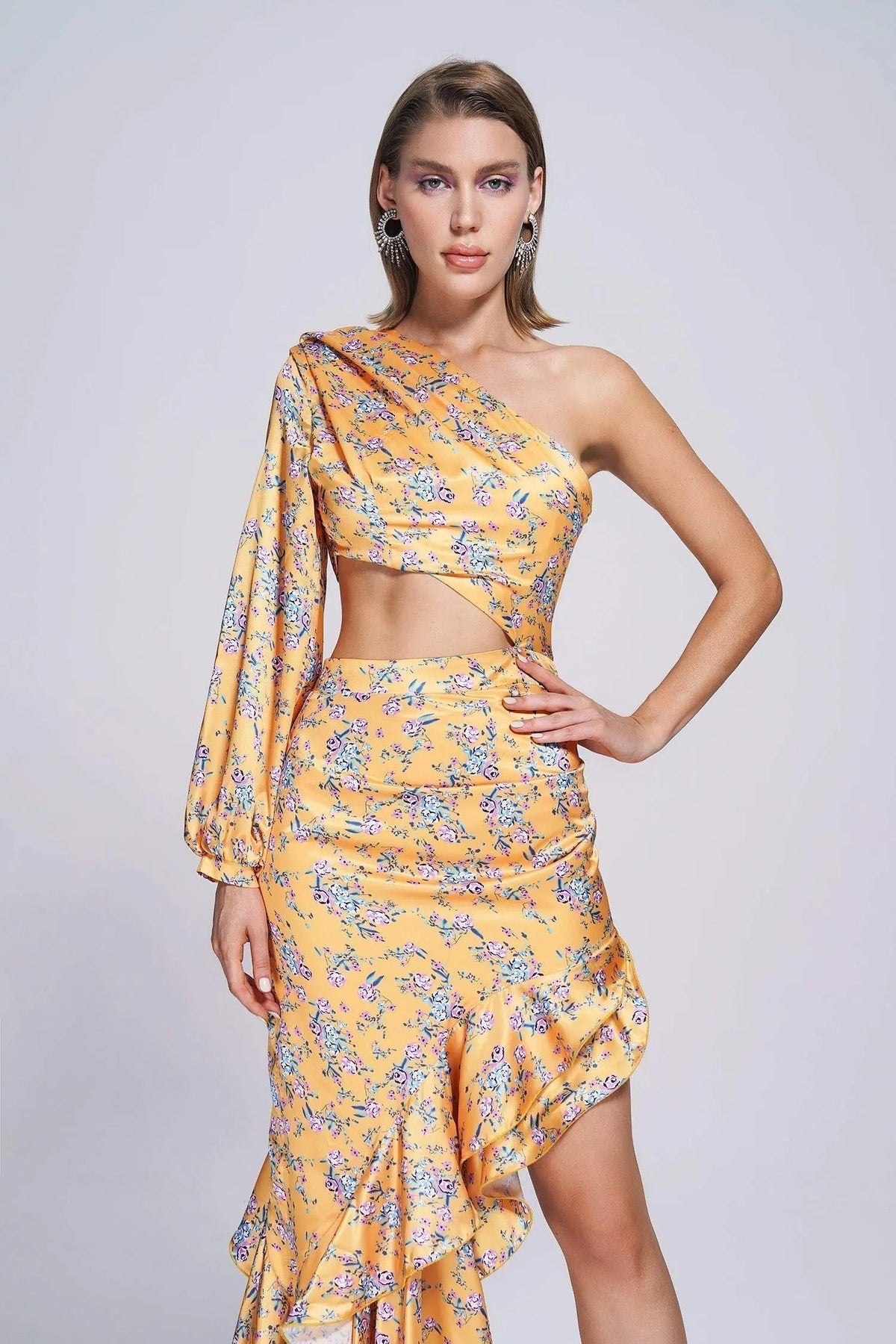 Cassidy One Shoulder Floral Maxi Dress Flowering Girl