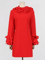 Alessandro Ruffle Backless Mini Dress in red Flowering Girl