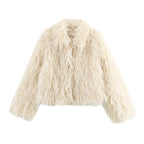 Michaelia Fur Lapel Jacket In White Flowering Girl