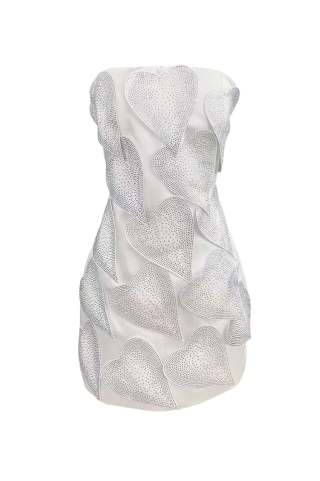Crystal Leaf Embellished Mini Dress In White Flowering Girl