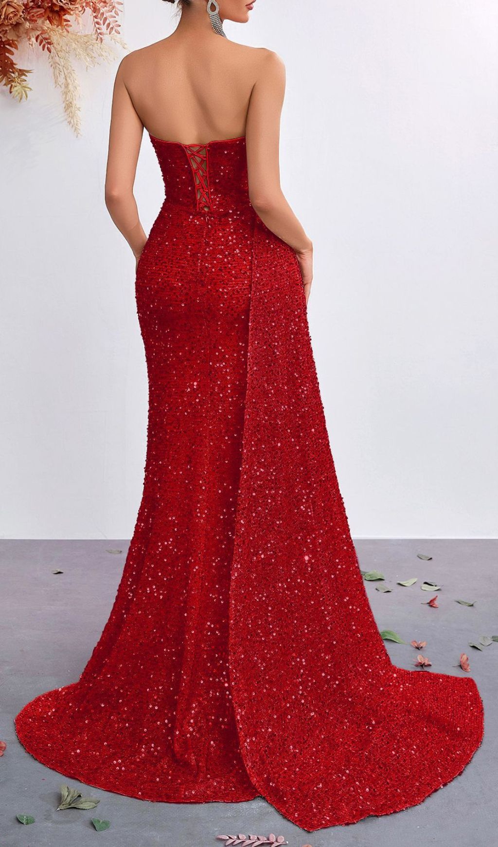 Kailey Strapless Sequin Maxi Dress Flowering Girl