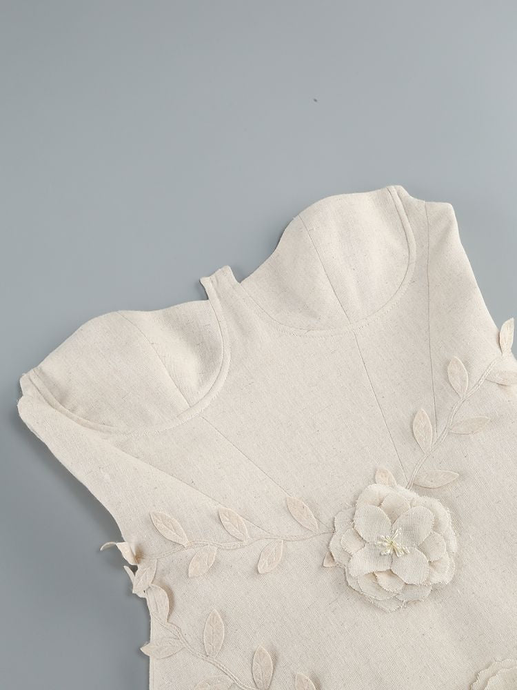 Bice Nude Strapless Bustier Flower Mini Dress Flowering Girl