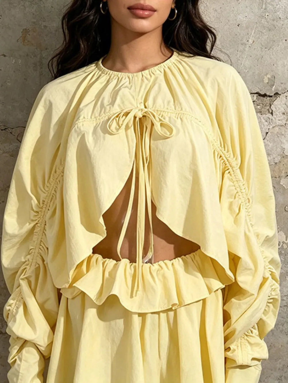 Michell Yellow Long Sleeve Two-Piece Set Flowering Girl