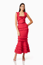 Josephine Frill Maxi Dress In Red Flowering Girl