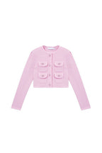 Pink Sequin Textured Knit Jacket Flowering Girl