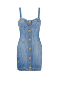 Buttoned denim mini dress in blue Flowering Girl