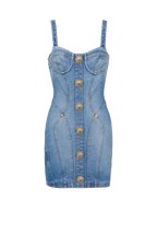 Buttoned denim mini dress in blue Flowering Girl