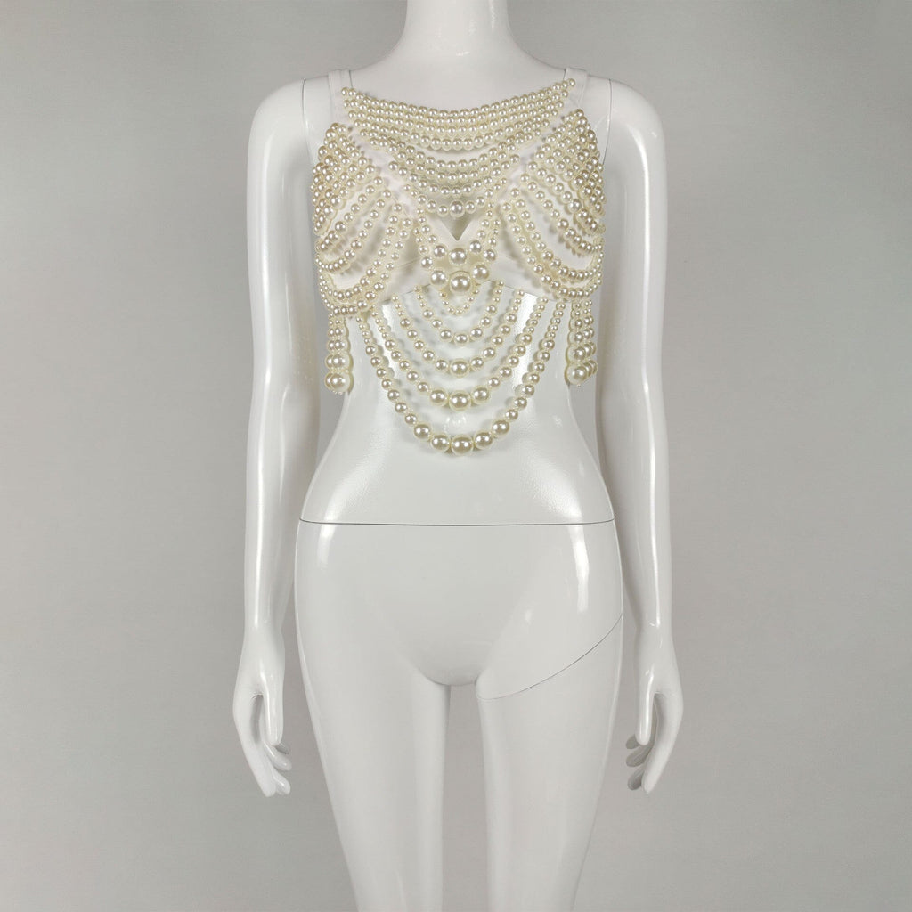 Pearl Embellished Bustier Top Flowering Girl