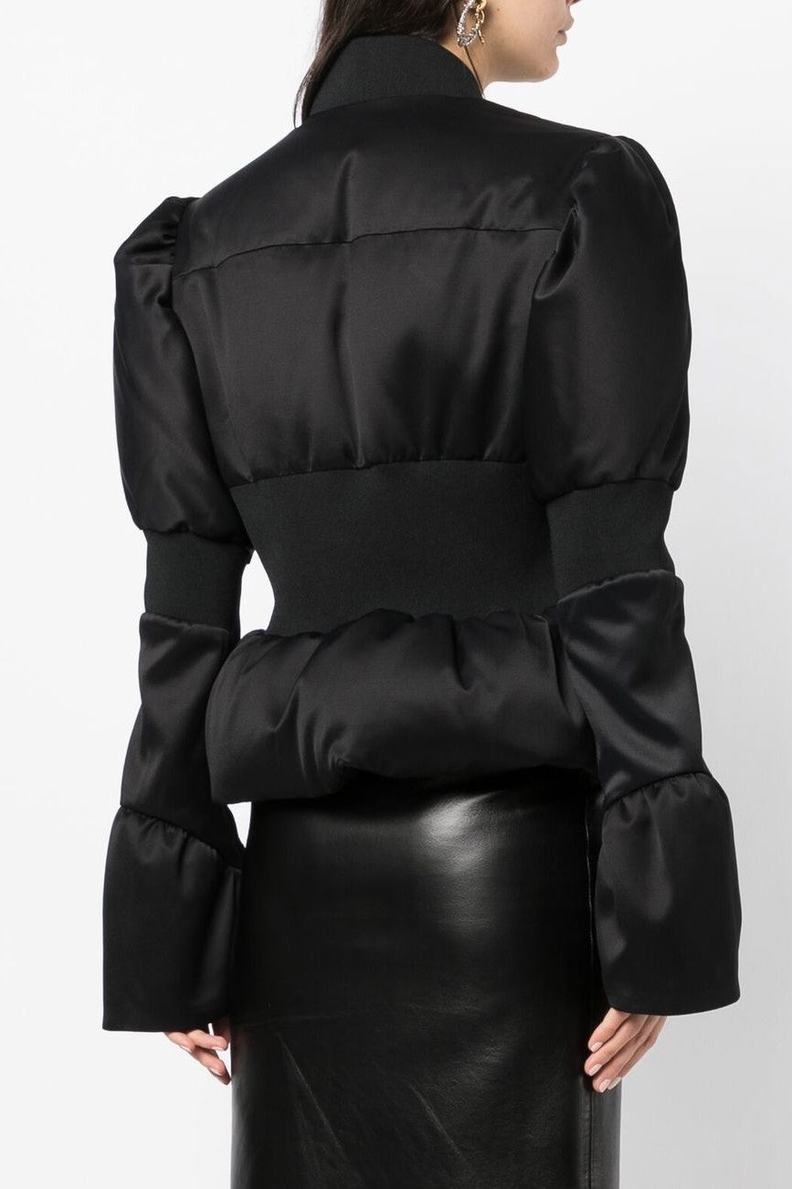 Olive Padded Satin Peplum Jacket Flowering Girl