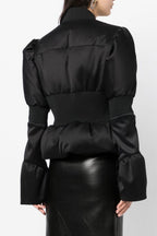 Olive Padded Satin Peplum Jacket Flowering Girl