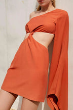 Asymmetry One Shoulder Mini Dress Flowering Girl